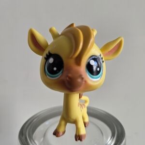 3/$22 Littlest Pet Shop #122 Giraffe Giraffa Spotley Yellow Brown Blue Eyes